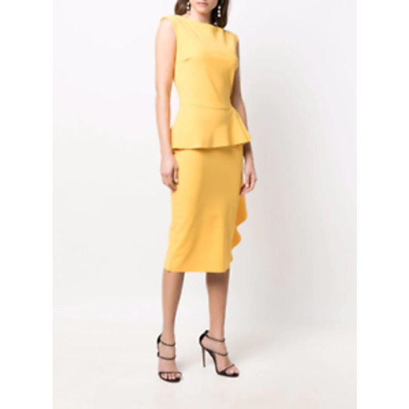 Chiara Boni La Petite Robe Peplum-Waist Midi Dress YSize 42 / L NWOT